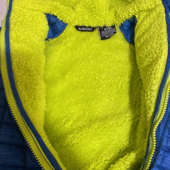 Snozu Blue/Lime Green Baby Puffer Snowsuit Size 9/12 Month - Picture 8 of 8